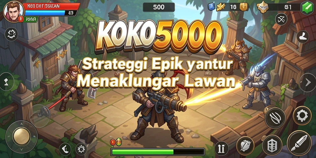 Screenshot utama menampilkan aksi pertempuran strategis dalam KOKO5000.