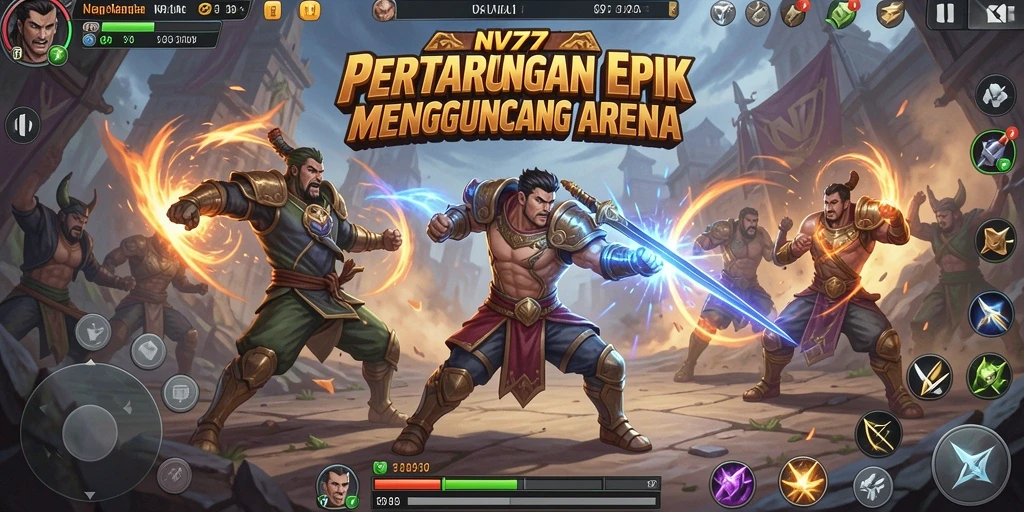 Screenshot gameplay NV77 yang menunjukkan aksi pertarungan yang spektakuler.