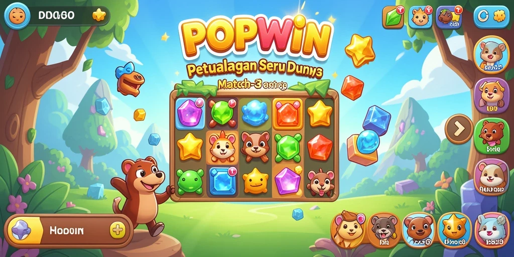 Tampak luar gameplay seru dan colorful dari POPWIN.