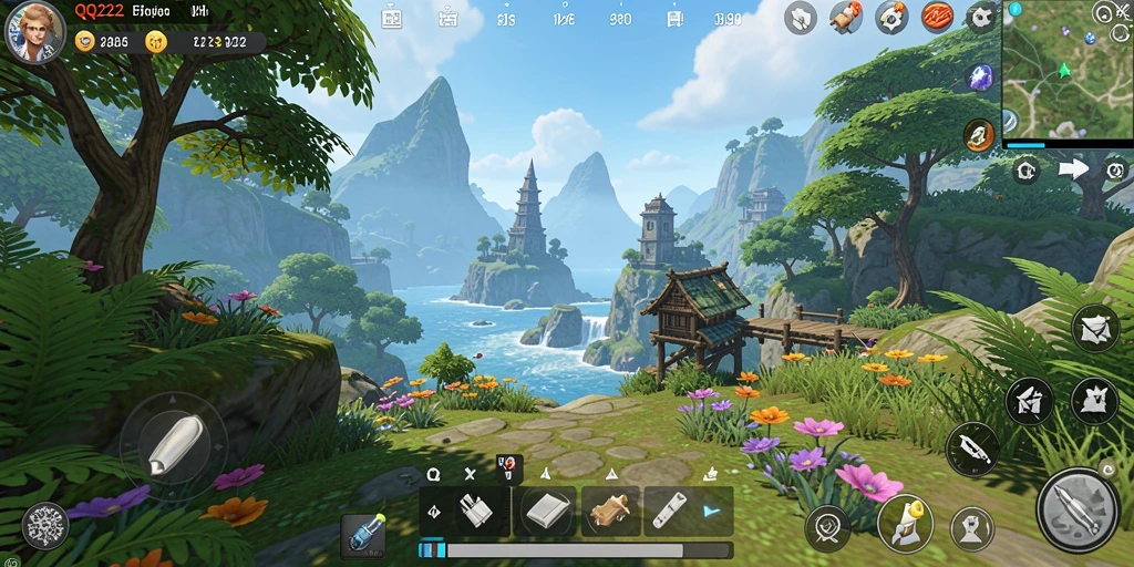 Screenshot gameplay QQ222 menampilkan petualangan Open World yang seru.