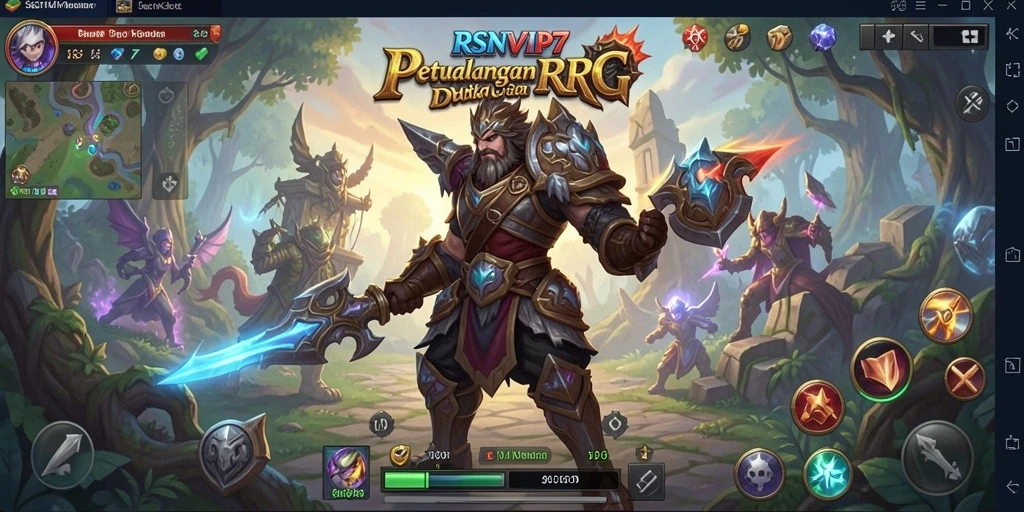 Screenshot gameplay RSNVIP7 dengan aksi pertempuran RPG yang intens.