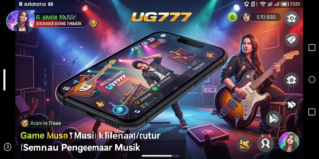 Screenshot menunjukkan gameplay seru dalam UG777 dengan berbagai alat musik.