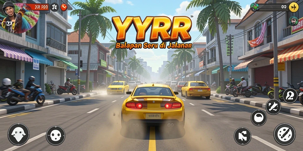 Tampilan gameplay YYRR yang menegangkan saat balapan.
